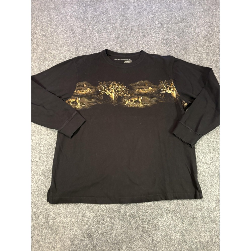 Bit & Bridle Shirt Mens XL Black Long Sleeve Deer Hunting Nature Graphic Tee